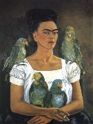 Frida Kahlo Me and My Parrots oil painting on canvas